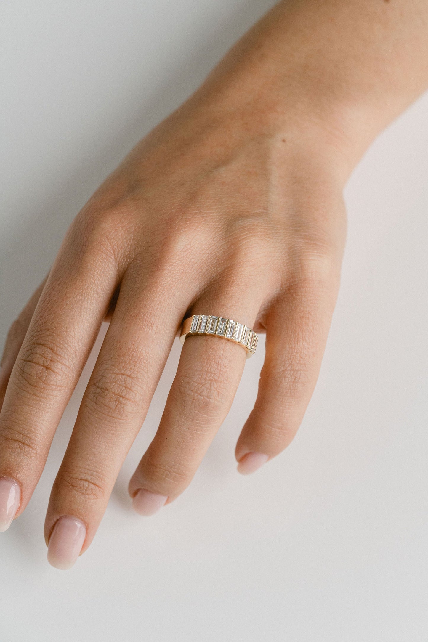 0.25 TCW Round Shaped Half Eternity Lab Grown Diamond Wedding Band