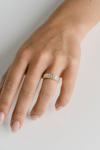 0.25 TCW Round Shaped Half Eternity Lab Grown Diamond Wedding Band