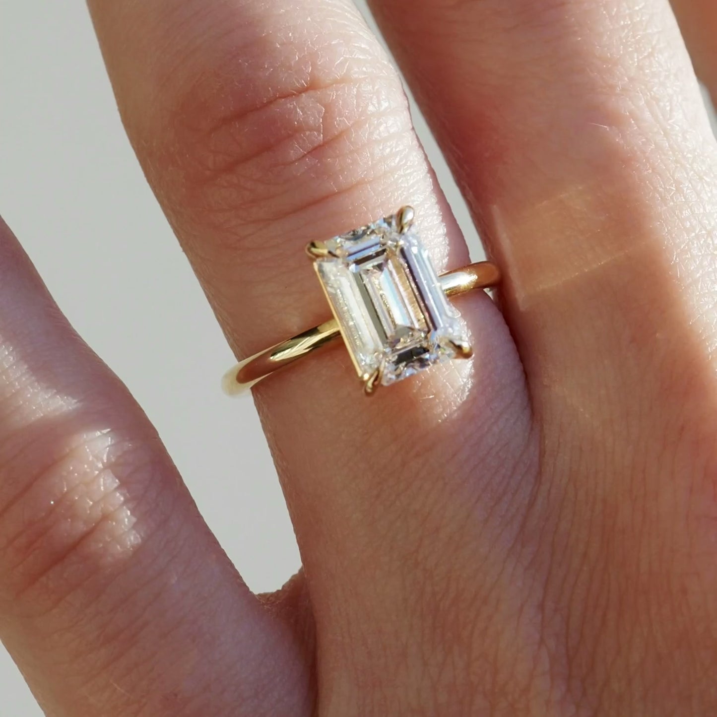 3.06 CT Emerald Cut Solitaire Lab Grown Diamond Engagement Ring