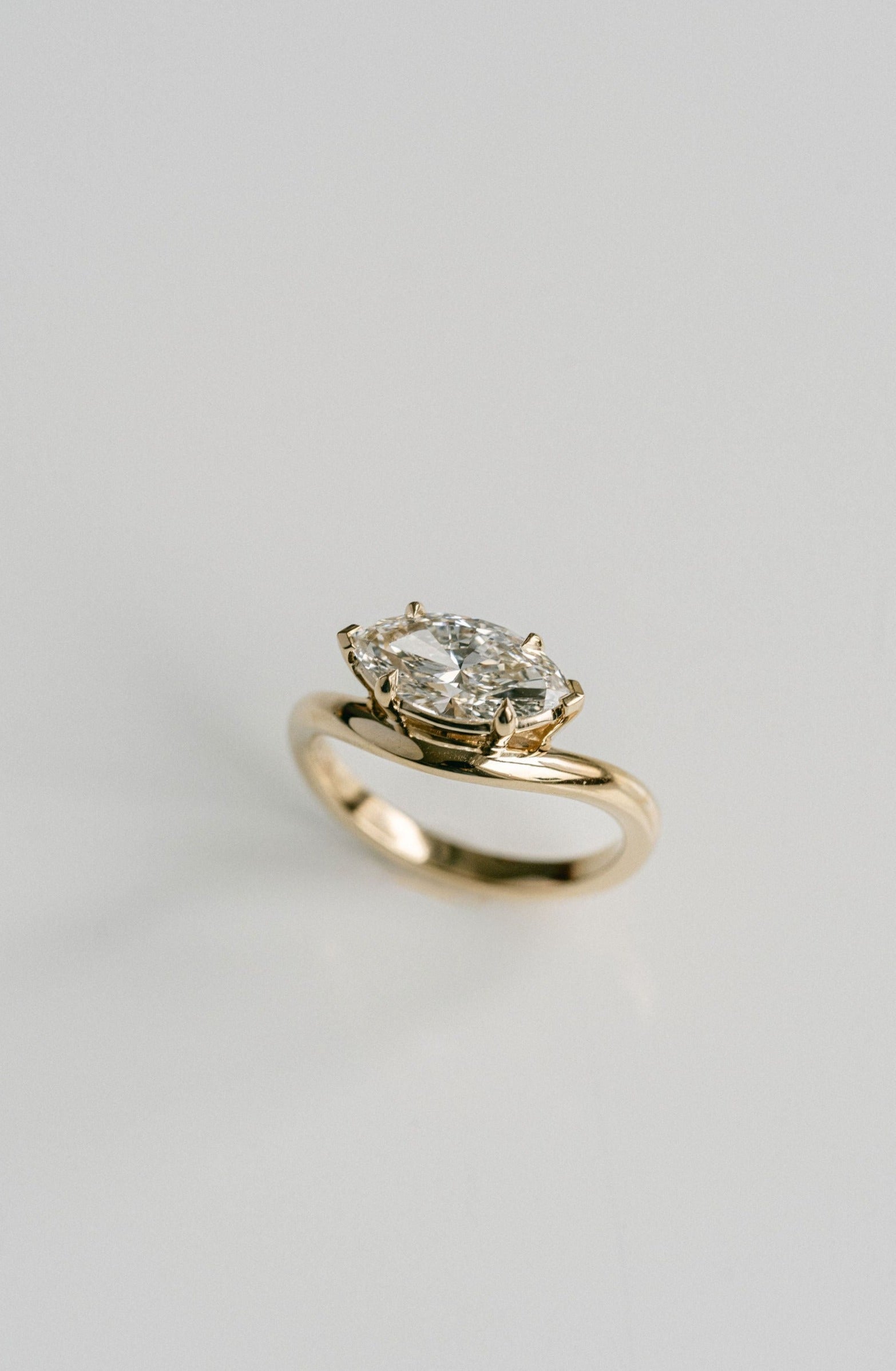 Marquise Shaped Three Stone Lab Grown Diamond Engagement Ring