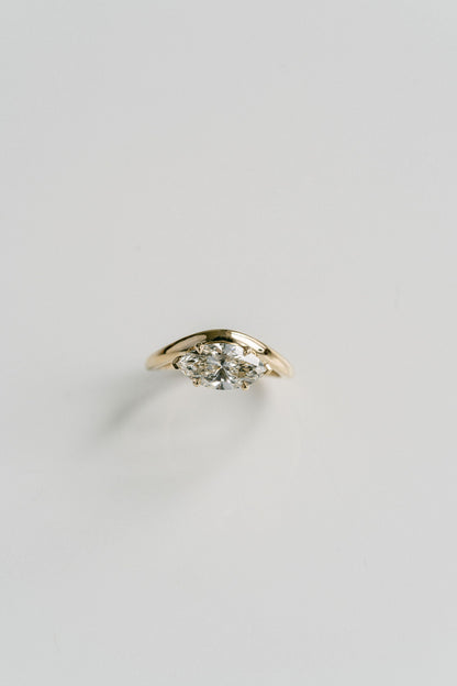 Marquise Shaped Three Stone Lab Grown Diamond Engagement Ring