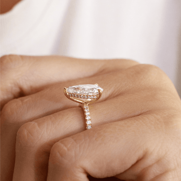 Marquise Shaped Three Stone Lab Grown Diamond Engagement Ring