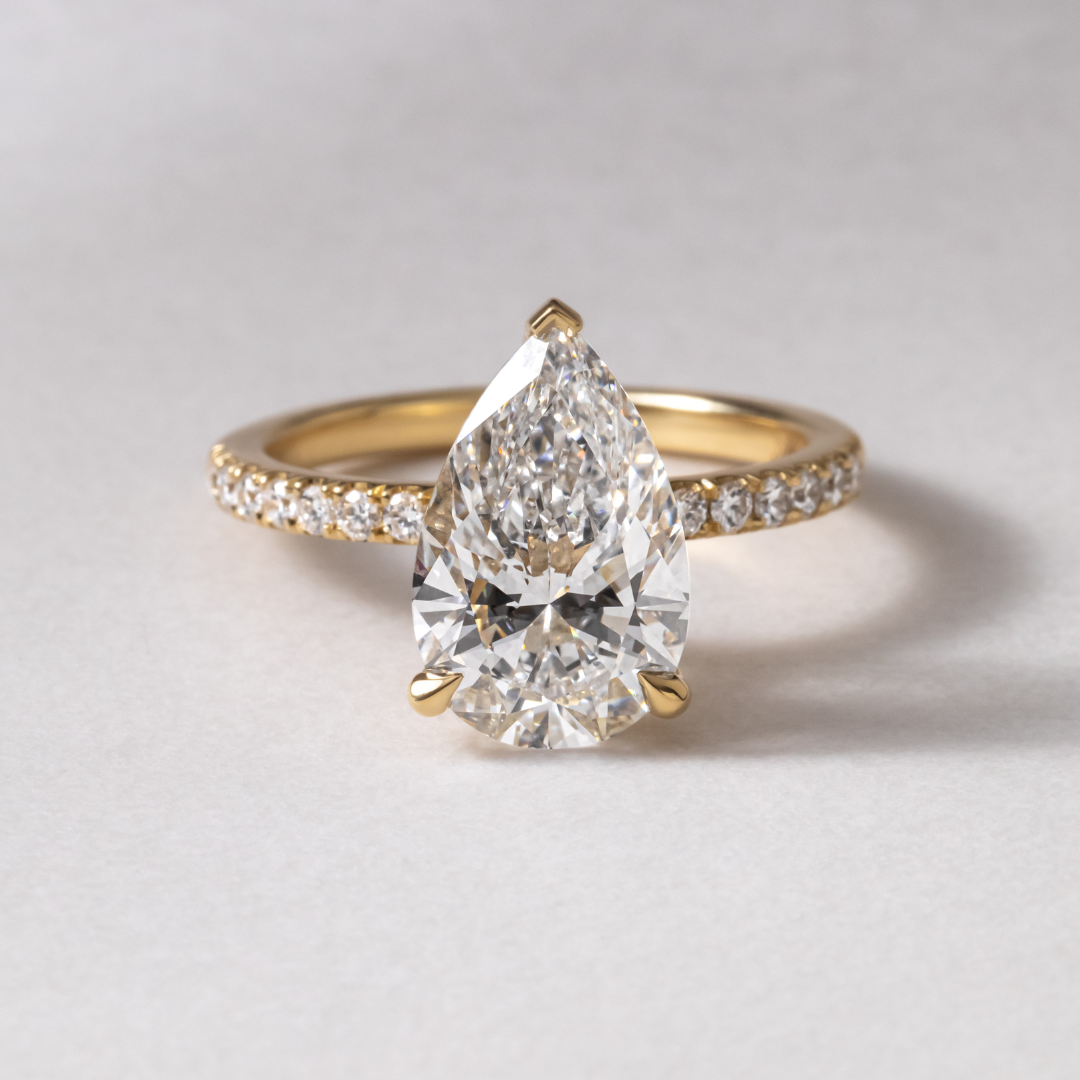 Marquise Shaped Three Stone Lab Grown Diamond Engagement Ring