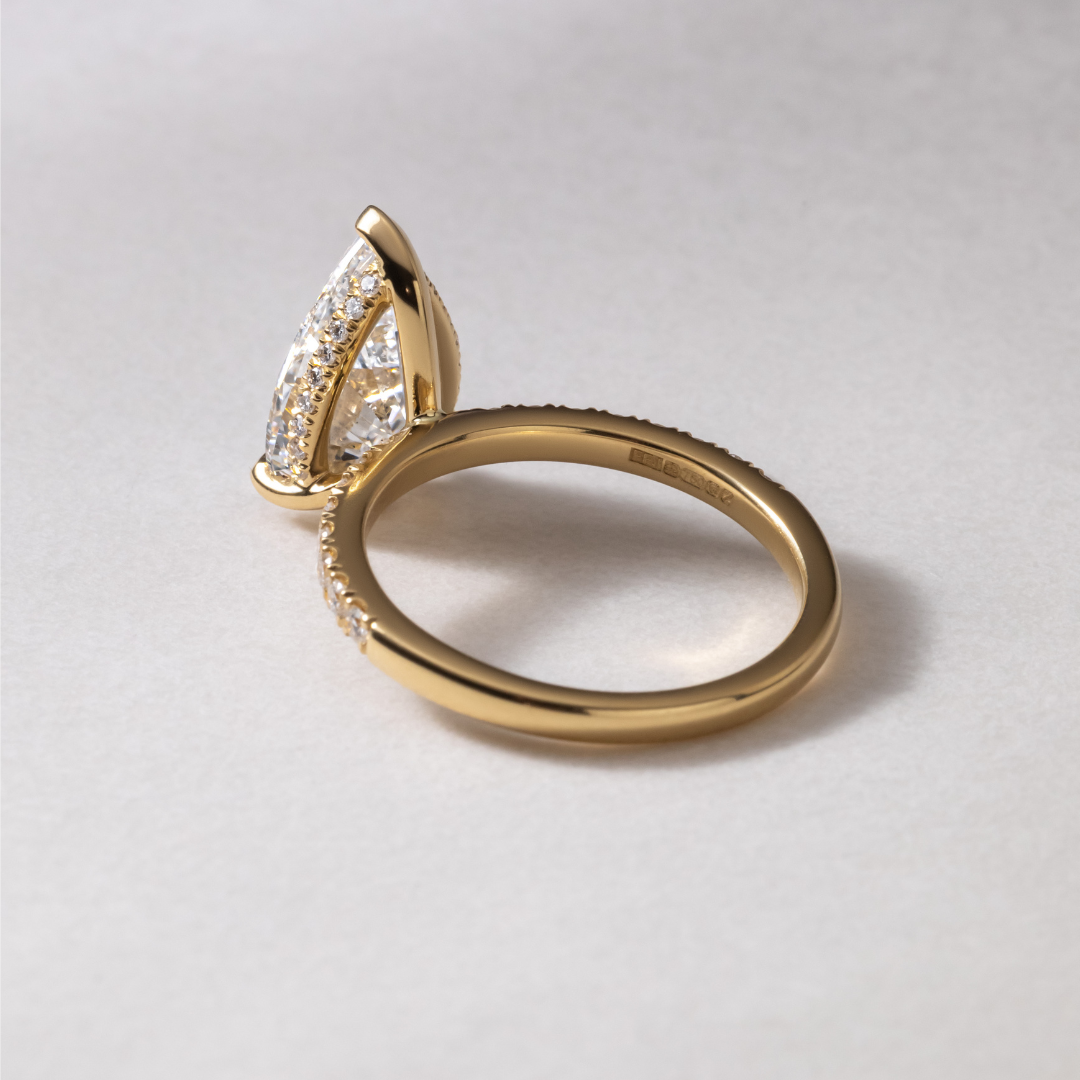 Marquise Shaped Three Stone Lab Grown Diamond Engagement Ring