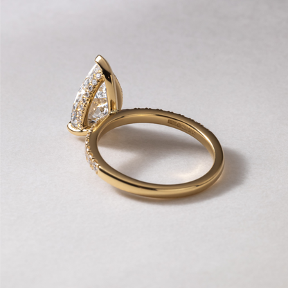 Marquise Shaped Three Stone Lab Grown Diamond Engagement Ring