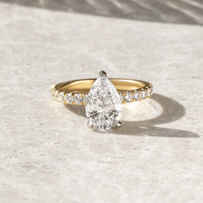 Marquise Shaped Three Stone Lab Grown Diamond Engagement Ring