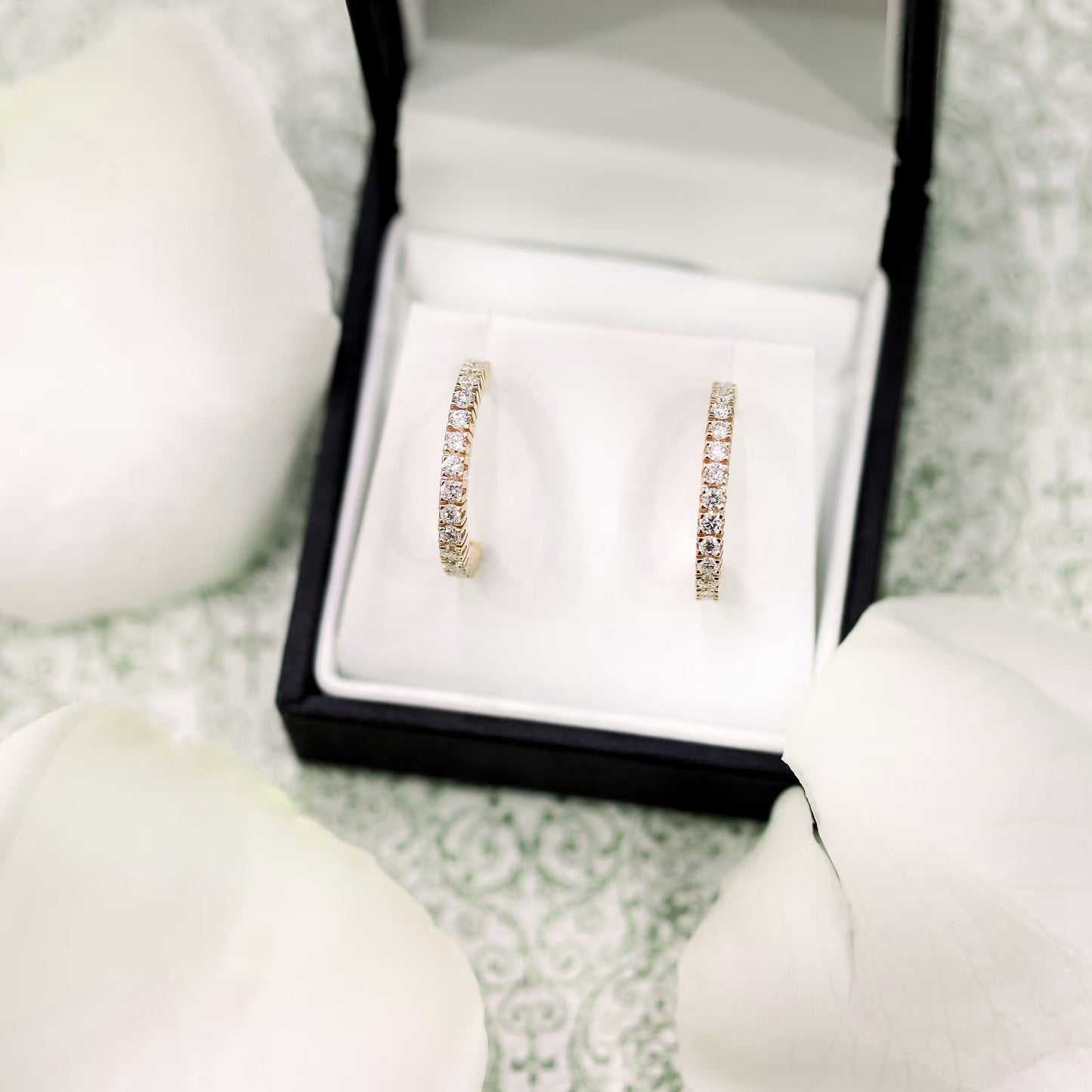 1.0 TCW Round Shape Moissanite Hoops Earrings in Gold 6