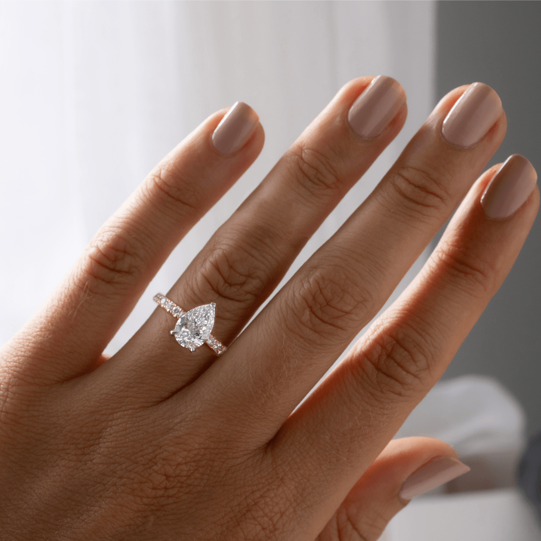 Marquise Shaped Three Stone Lab Grown Diamond Engagement Ring