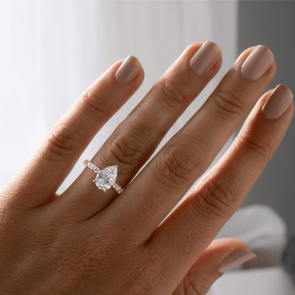 Marquise Shaped Three Stone Lab Grown Diamond Engagement Ring
