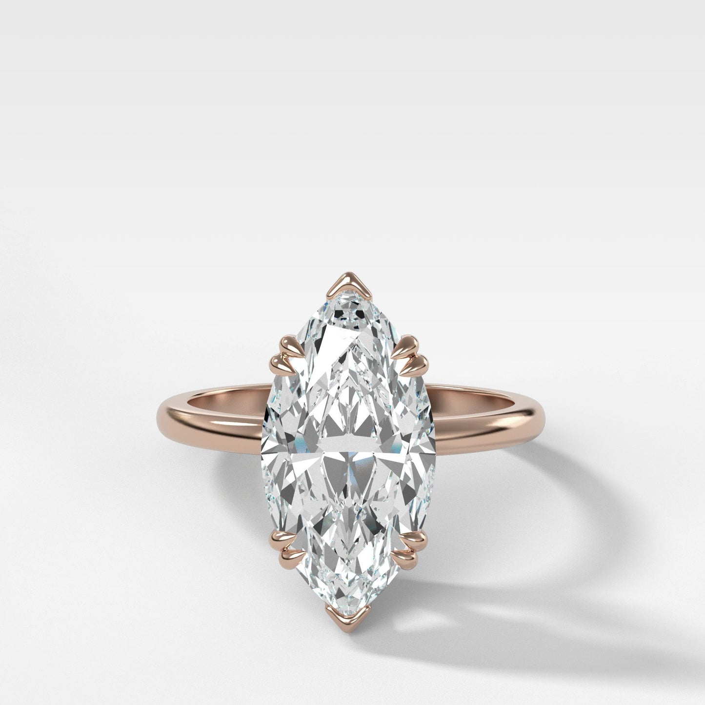 Marquise Shaped Three Stone Lab Grown Diamond Engagement Ring