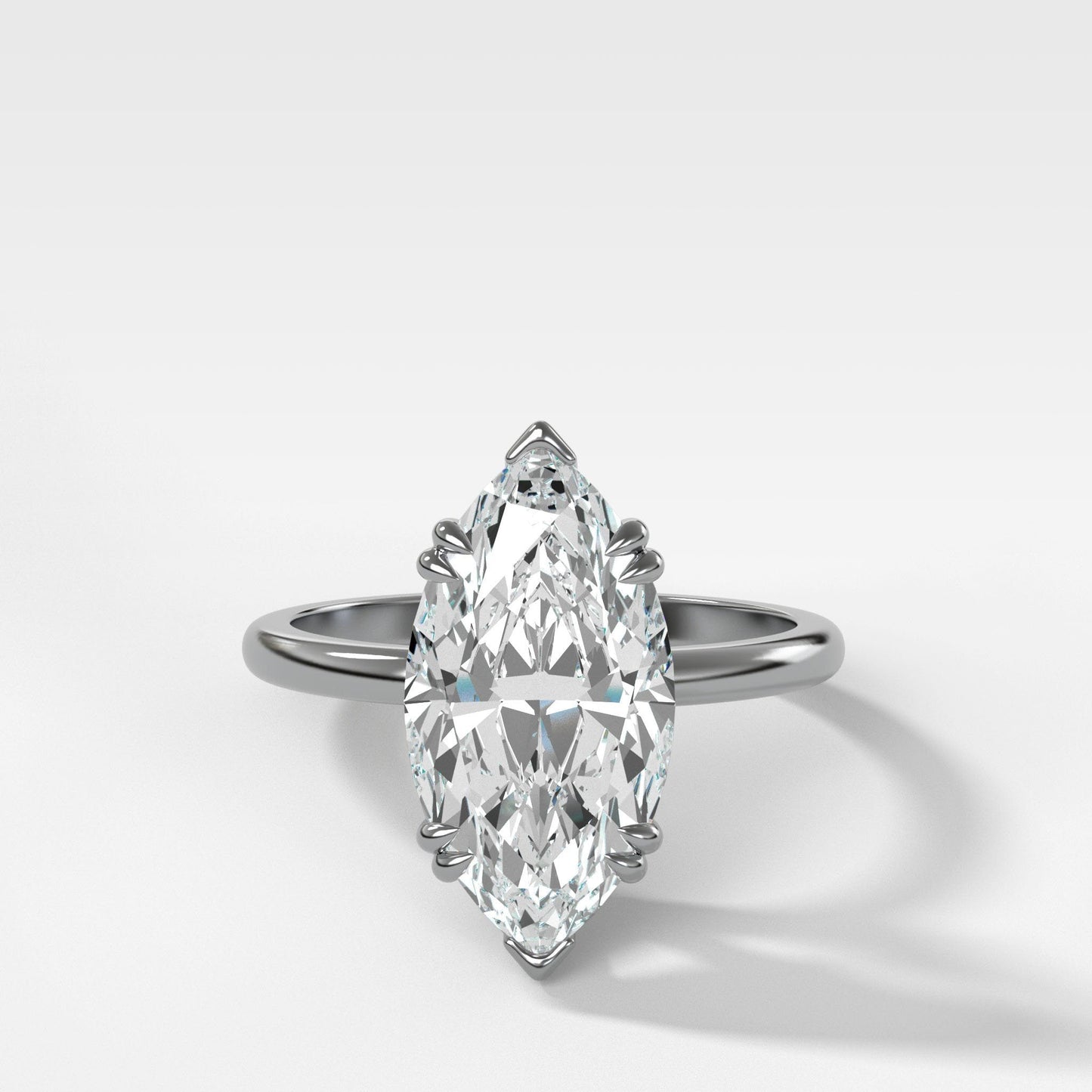 Marquise Shaped Three Stone Lab Grown Diamond Engagement Ring