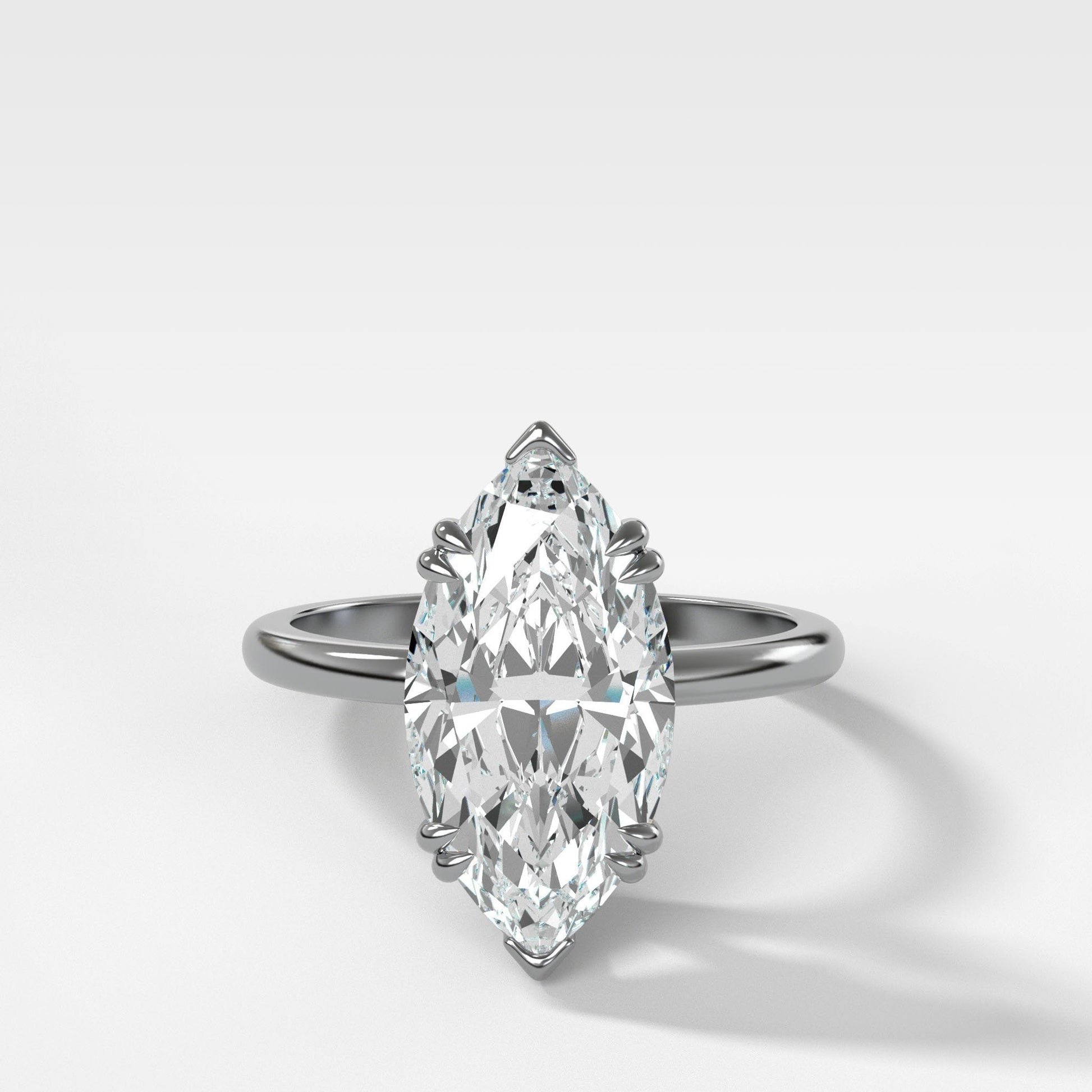 Marquise Shaped Three Stone Lab Grown Diamond Engagement Ring