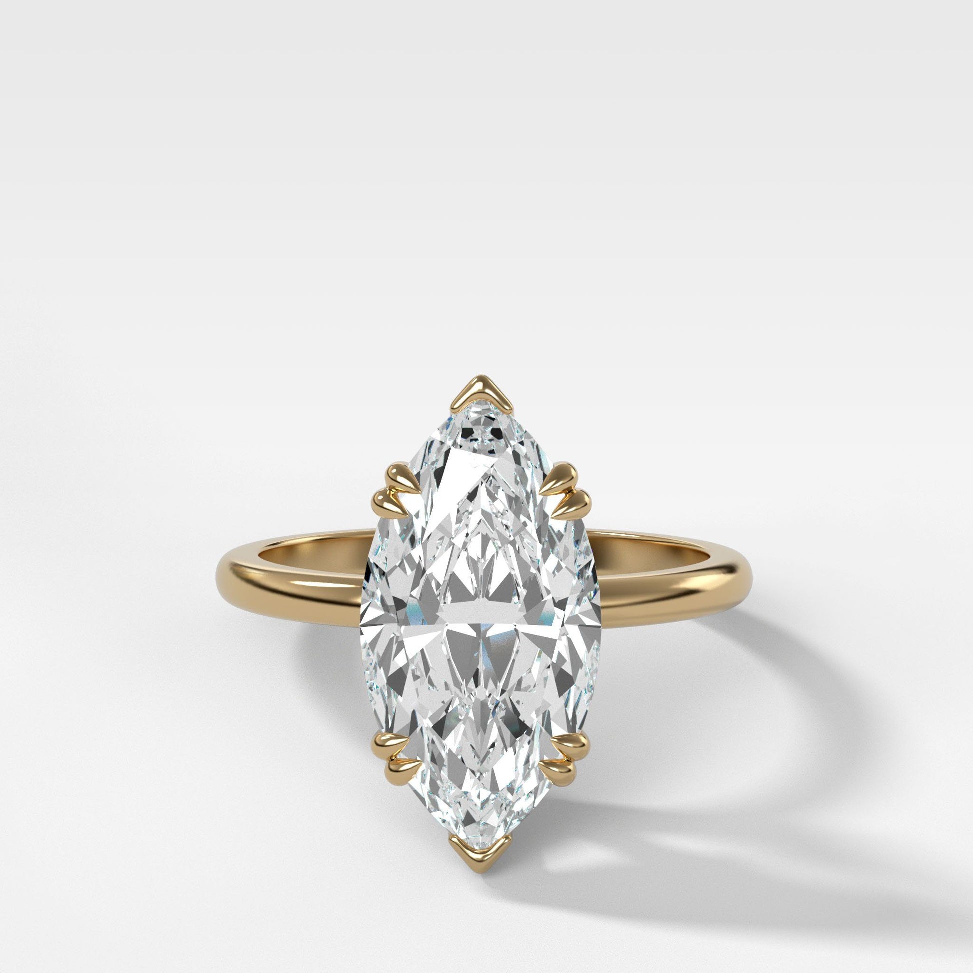 Marquise Shaped Three Stone Lab Grown Diamond Engagement Ring