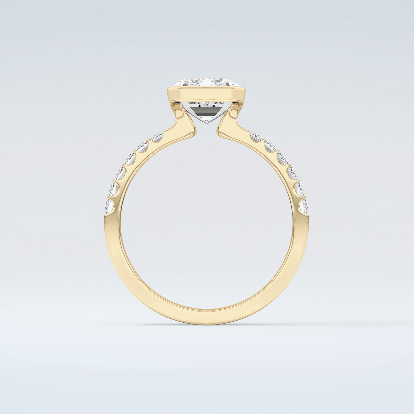 2.0 CT Emerald Cut Half Bezel Moissanite Engagement Ring (US Size 7 Ready To Ship)