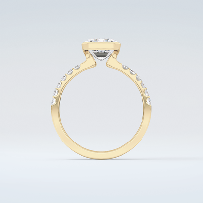 2.0 CT Emerald Cut Half Bezel Moissanite Engagement Ring (US Size 7 Ready To Ship)