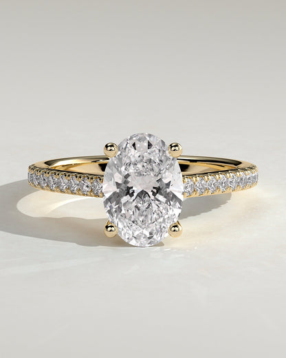 Round Halo, Pave & Split Shank Engagement Ring – 1.93 CT Lab Grown Diamond