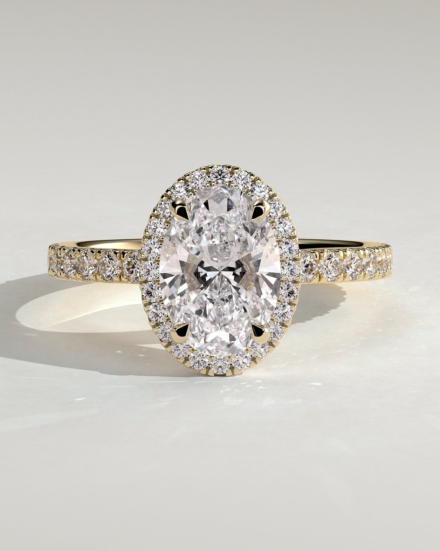Round Halo, Pave & Split Shank Engagement Ring – 1.93 CT Lab Grown Diamond