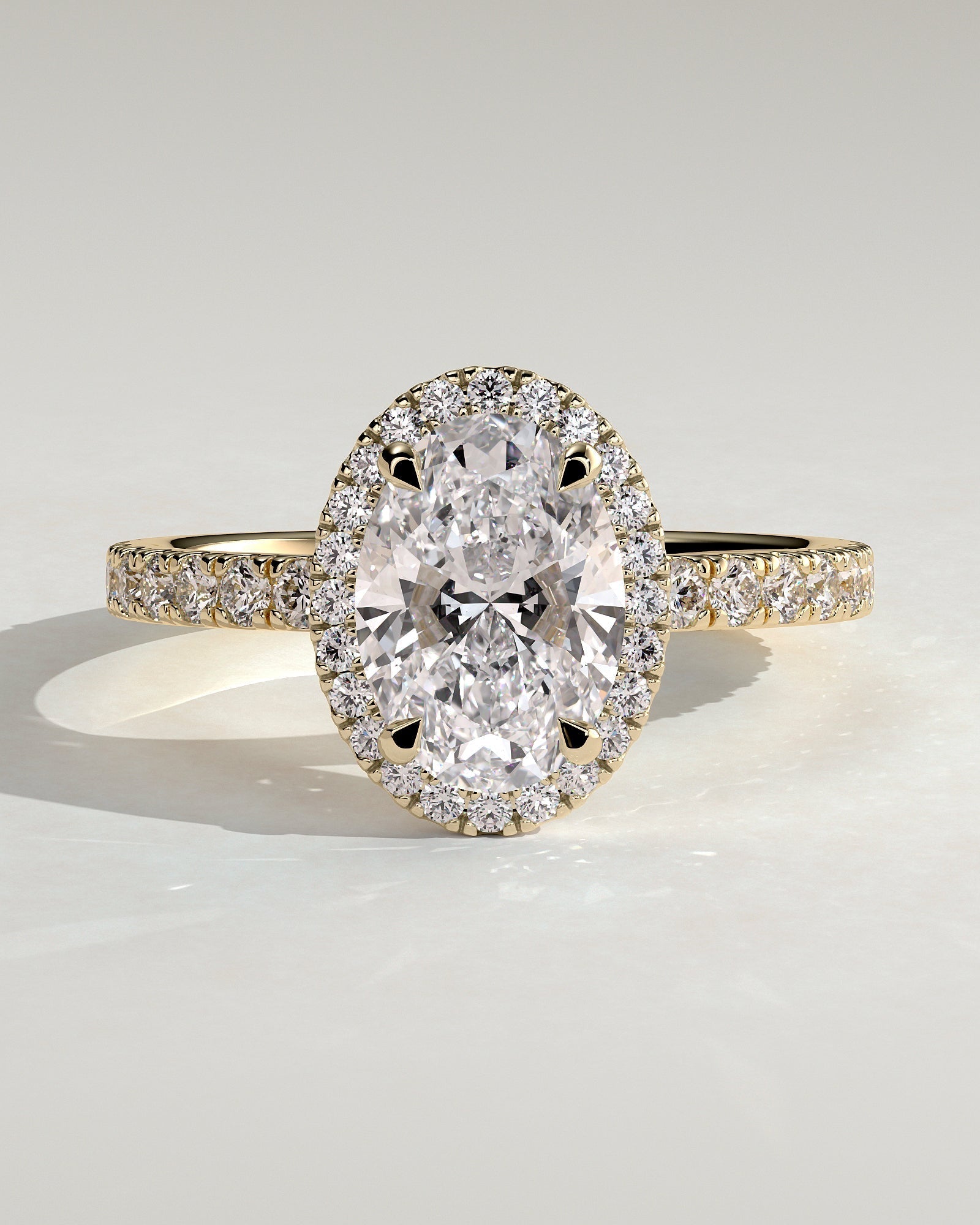 Round Halo, Pave & Split Shank Engagement Ring – 1.93 CT Lab Grown Diamond
