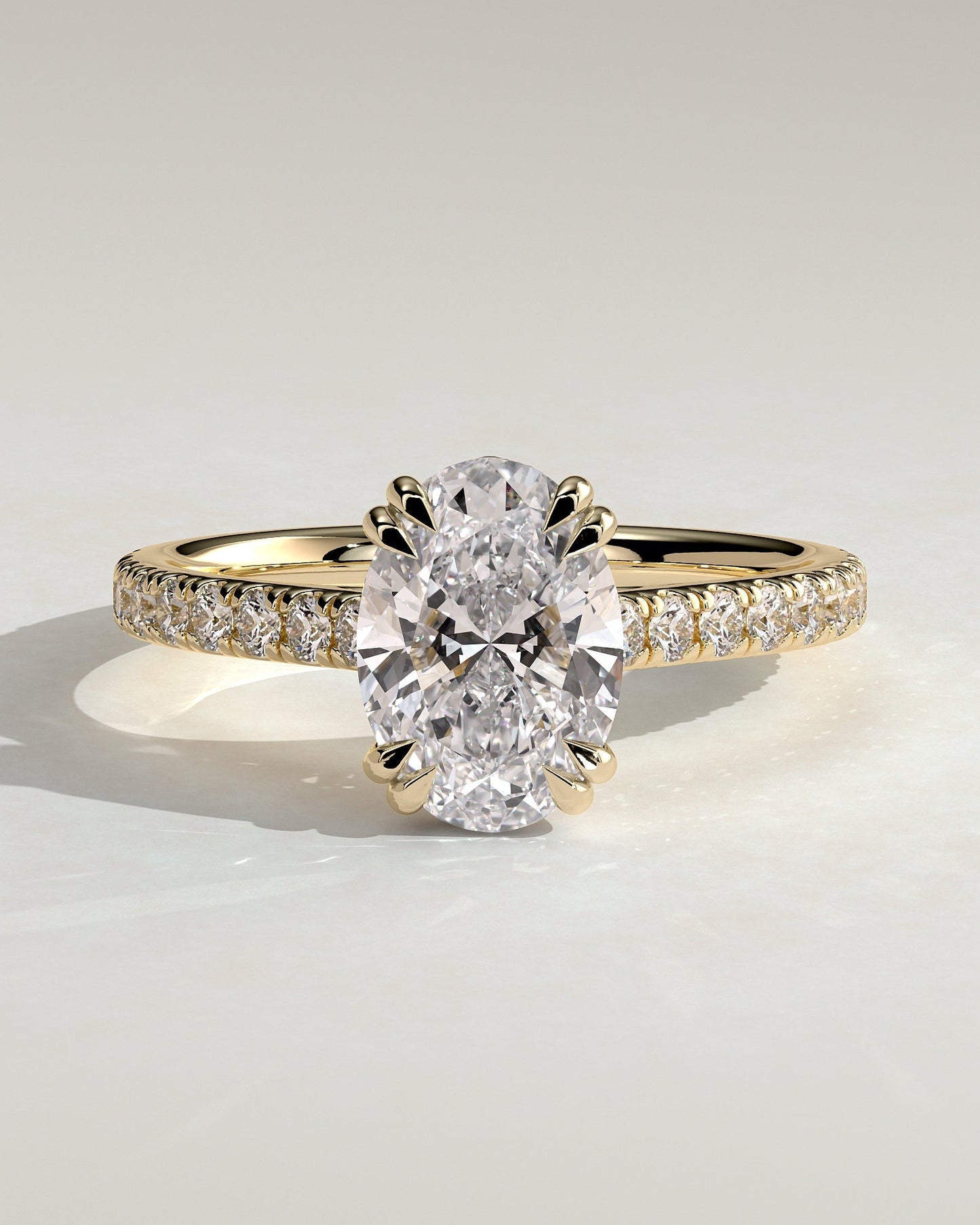Round Halo, Pave & Split Shank Engagement Ring – 1.93 CT Lab Grown Diamond