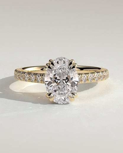 Round Halo, Pave & Split Shank Engagement Ring – 1.93 CT Lab Grown Diamond