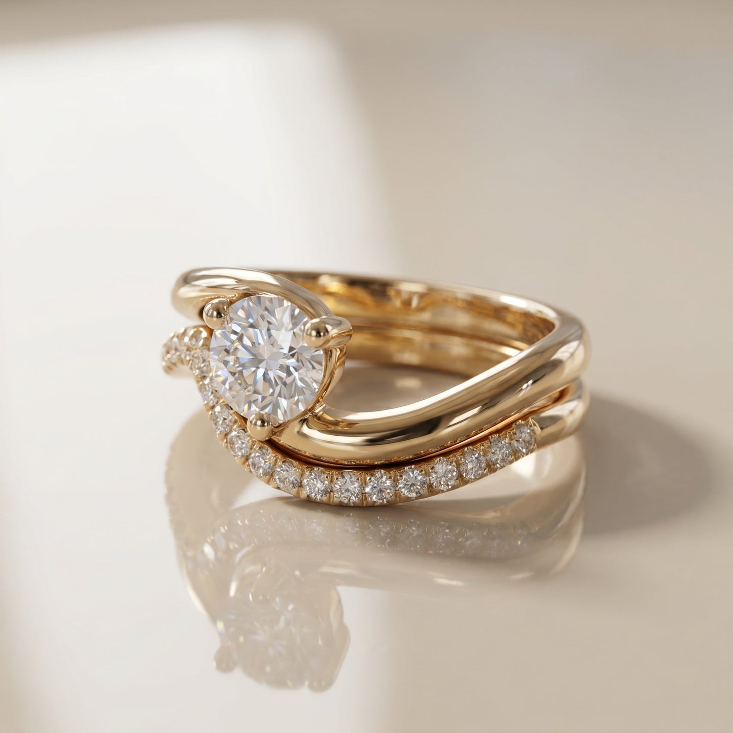 1.0 CT Round Solitaire Moissanite Diamond Bridal Ring Set