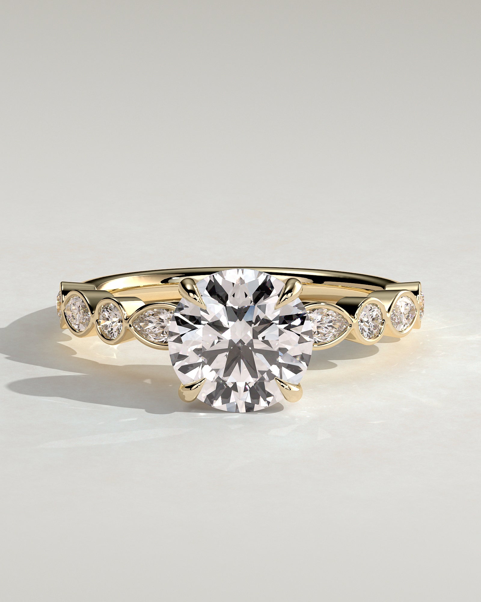 Round Halo, Pave & Split Shank Engagement Ring – 1.93 CT Lab Grown Diamond