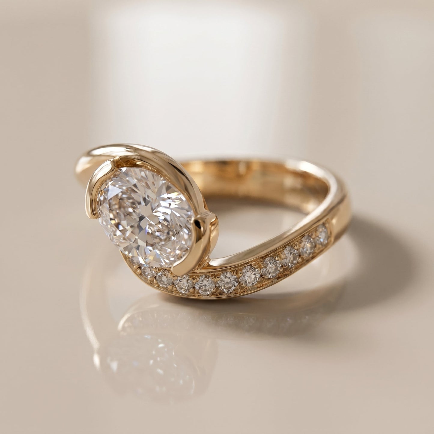 Oval Solitaire Engagement Ring – 2 CT Lab Grown Diamond