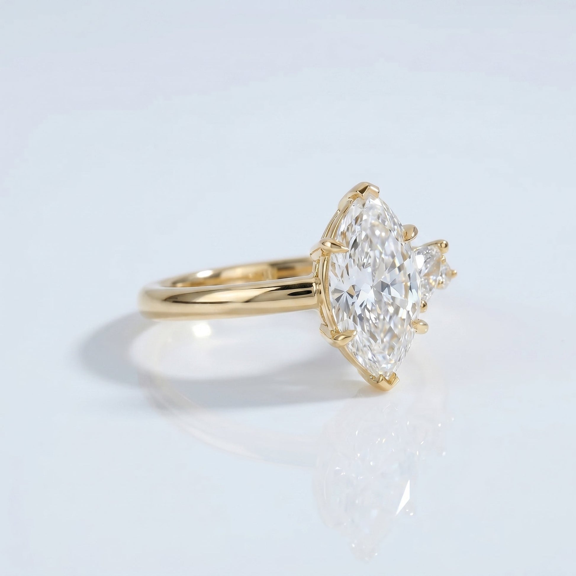 Marquise Swirl Solitaire Engagement Ring – 1 CT Lab Grown Diamond