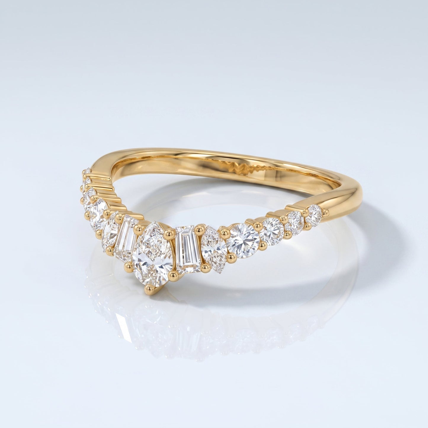 0.2 TCW Round Diamond Half Eternity DEF/VVS Lab Grown Wedding Band