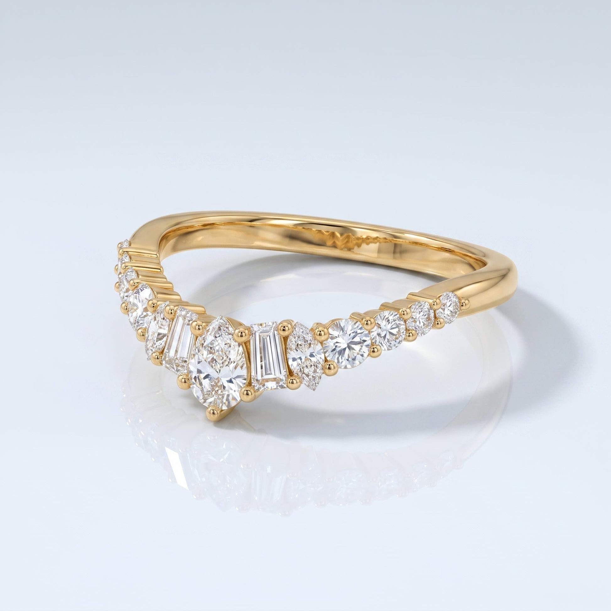 0.2 TCW Round Diamond Half Eternity DEF/VVS Lab Grown Wedding Band