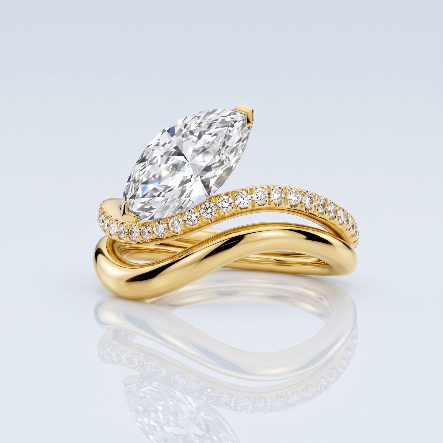 Marquise Swirl Solitaire Engagement Ring – 1 CT Lab Grown Diamond