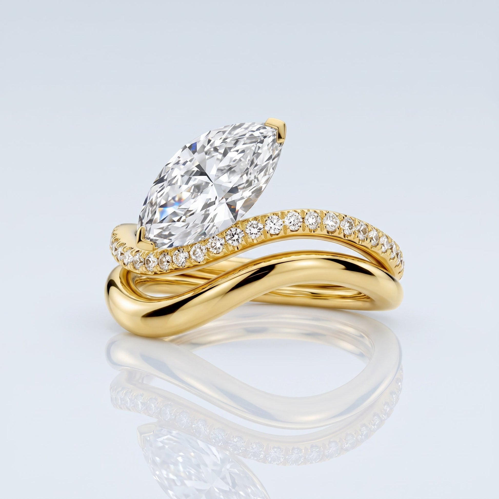 Marquise Swirl Solitaire Engagement Ring – 1 CT Lab Grown Diamond