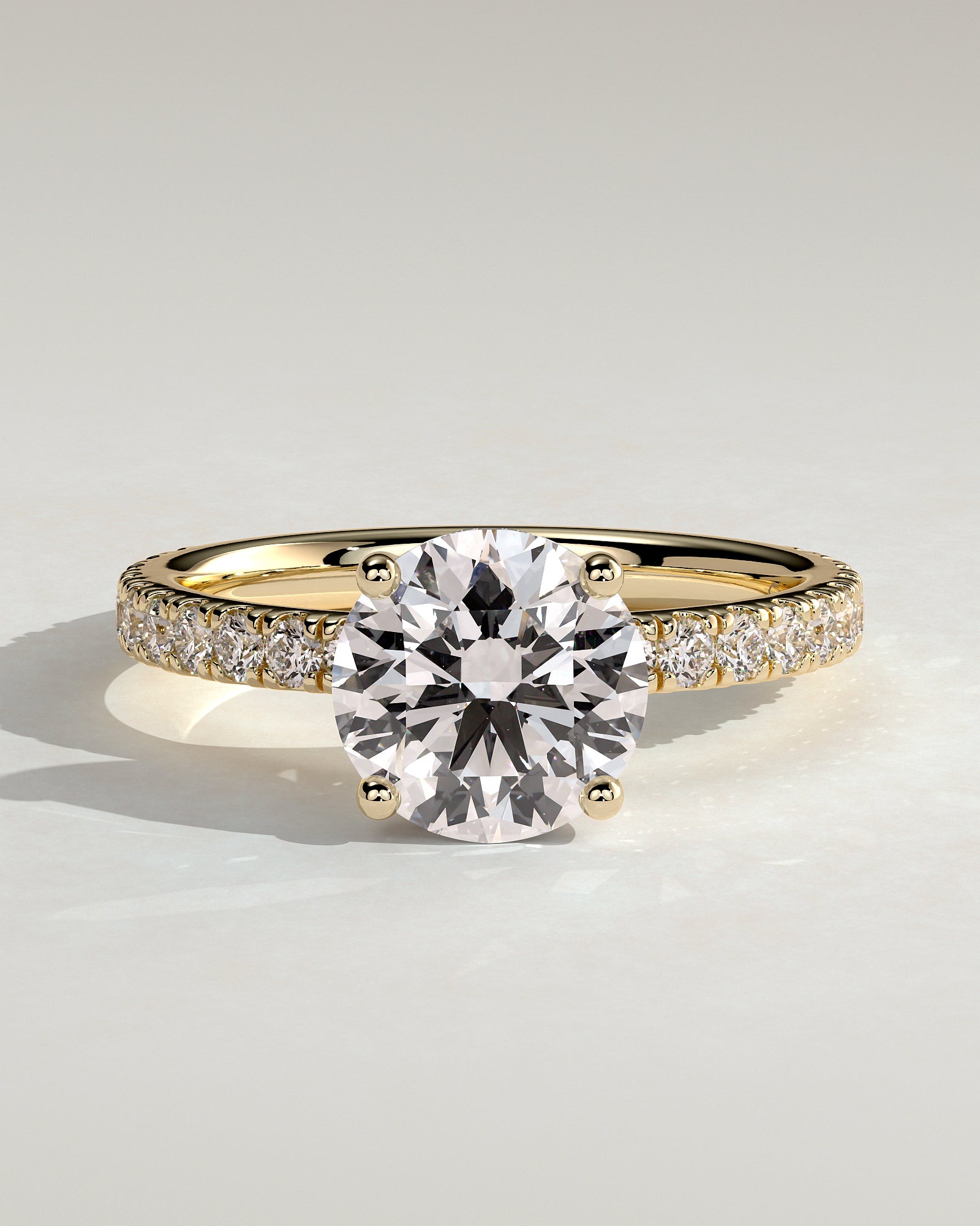 Round Halo, Pave & Split Shank Engagement Ring – 1.93 CT Lab Grown Diamond