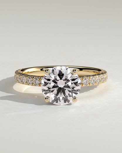 Round Halo, Pave & Split Shank Engagement Ring – 1.93 CT Lab Grown Diamond