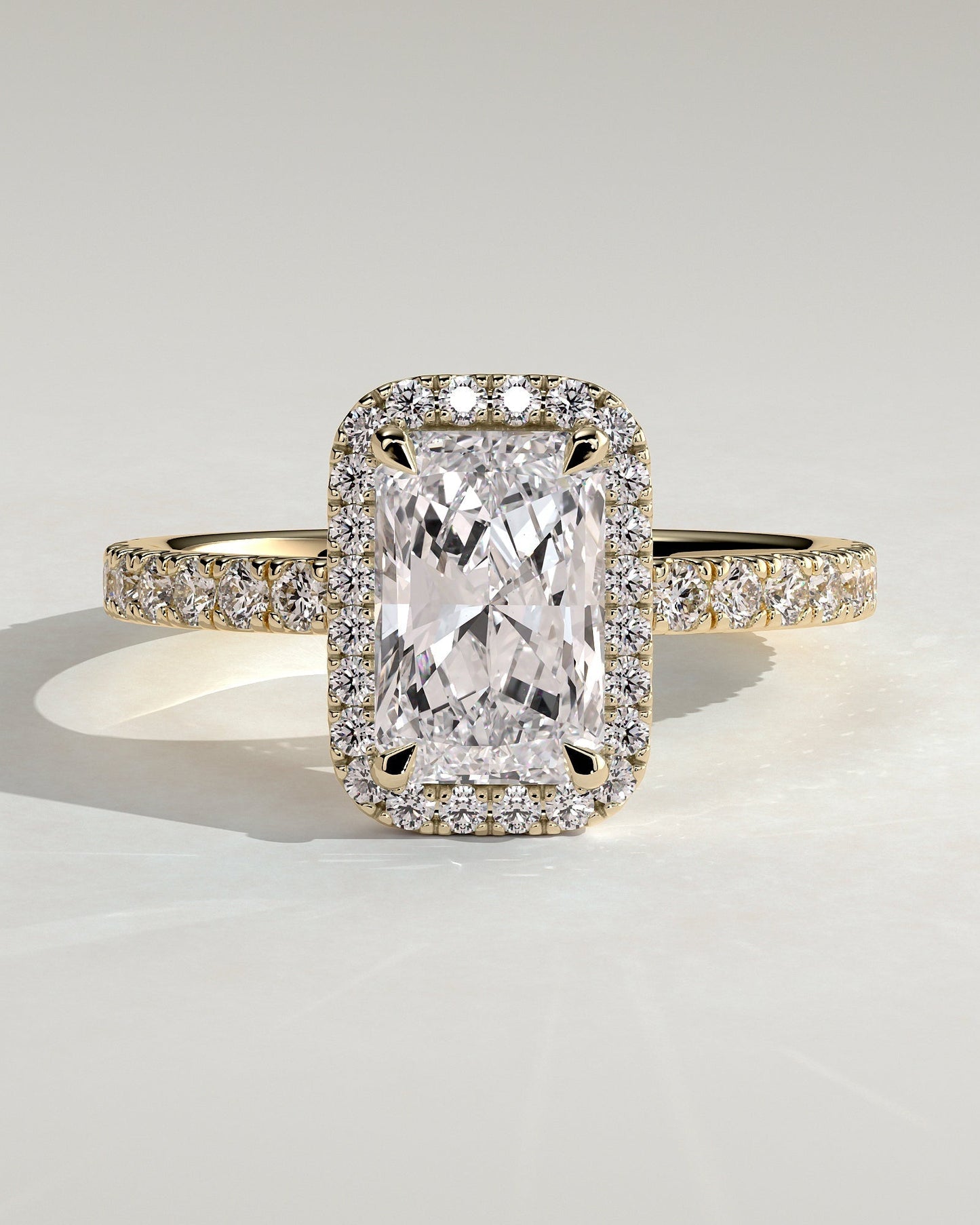 Round Halo, Pave & Split Shank Engagement Ring – 1.93 CT Lab Grown Diamond