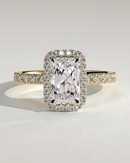 Round Halo, Pave & Split Shank Engagement Ring – 1.93 CT Lab Grown Diamond