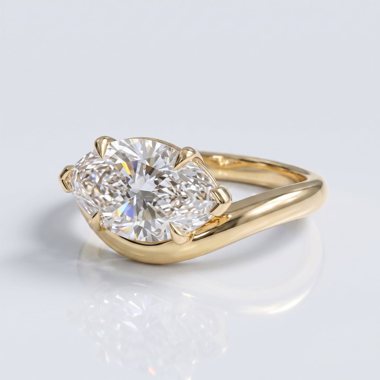 Marquise Swirl Solitaire Engagement Ring – 1 CT Lab Grown Diamond