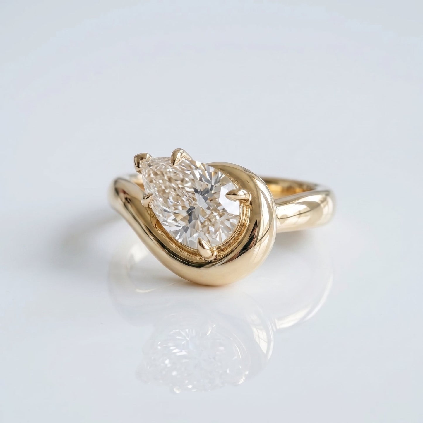 Marquise Swirl Solitaire Engagement Ring – 1 CT Lab Grown Diamond