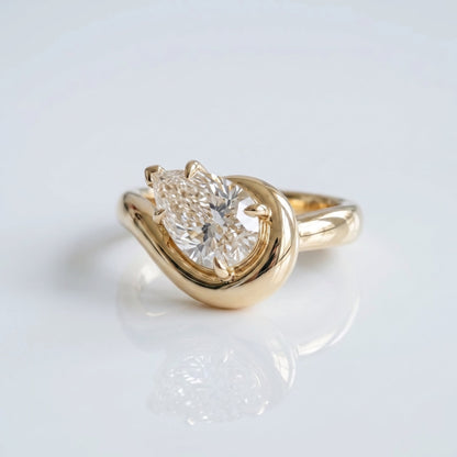 Marquise Swirl Solitaire Engagement Ring – 1 CT Lab Grown Diamond