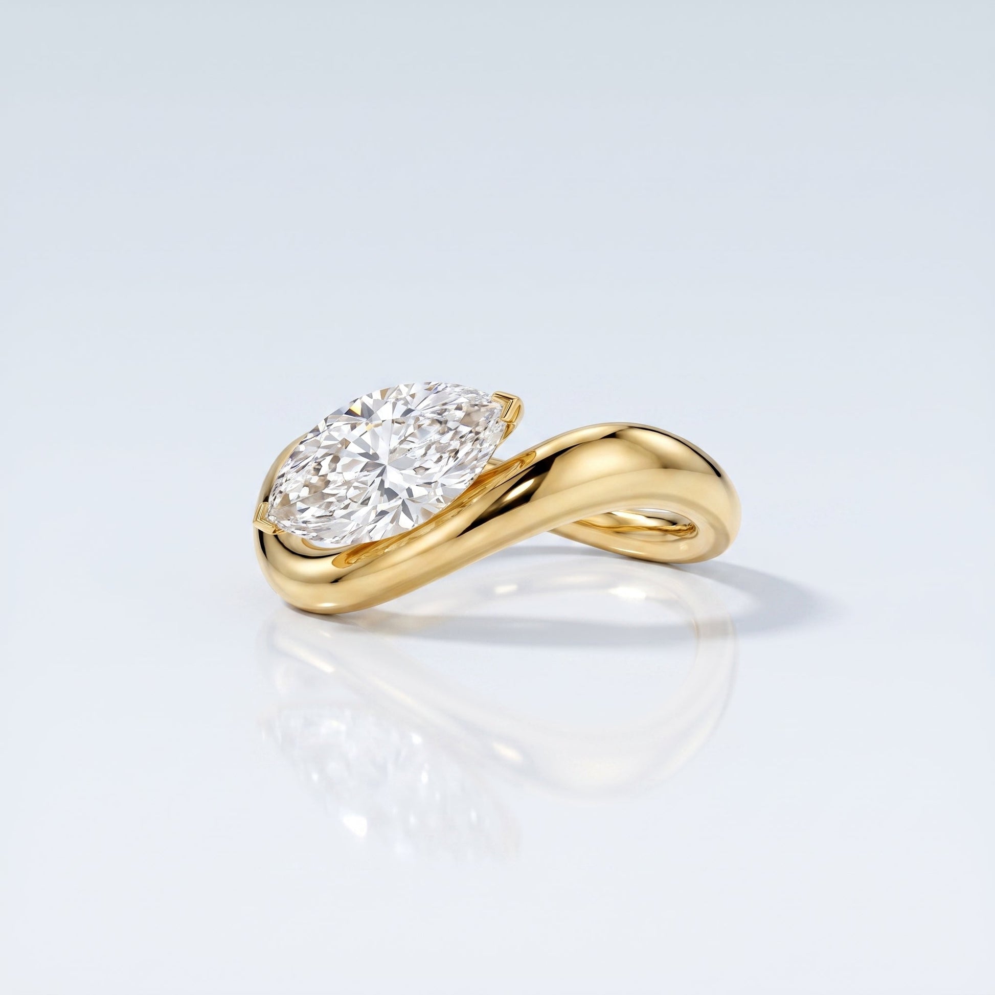 Marquise Swirl Solitaire Engagement Ring – 1 CT Lab Grown Diamond