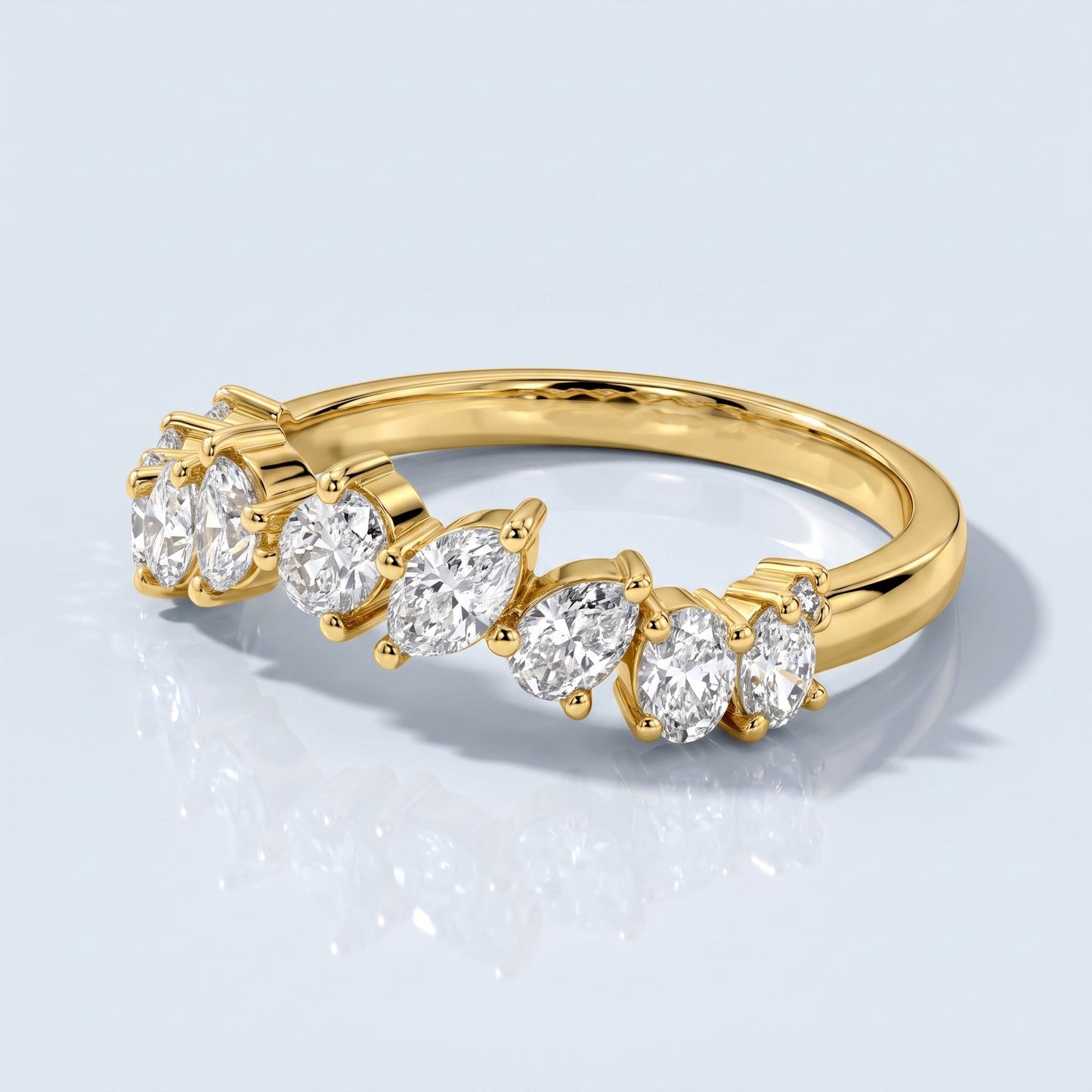 0.2 TCW Round Diamond Half Eternity DEF/VVS Lab Grown Wedding Band