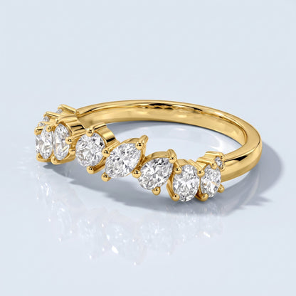 0.2 TCW Round Diamond Half Eternity DEF/VVS Lab Grown Wedding Band