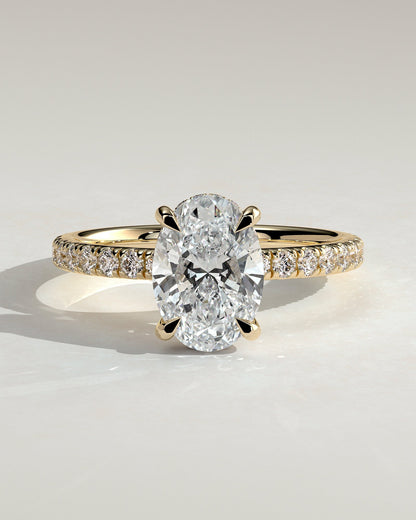Round Halo, Pave & Split Shank Engagement Ring – 1.93 CT Lab Grown Diamond