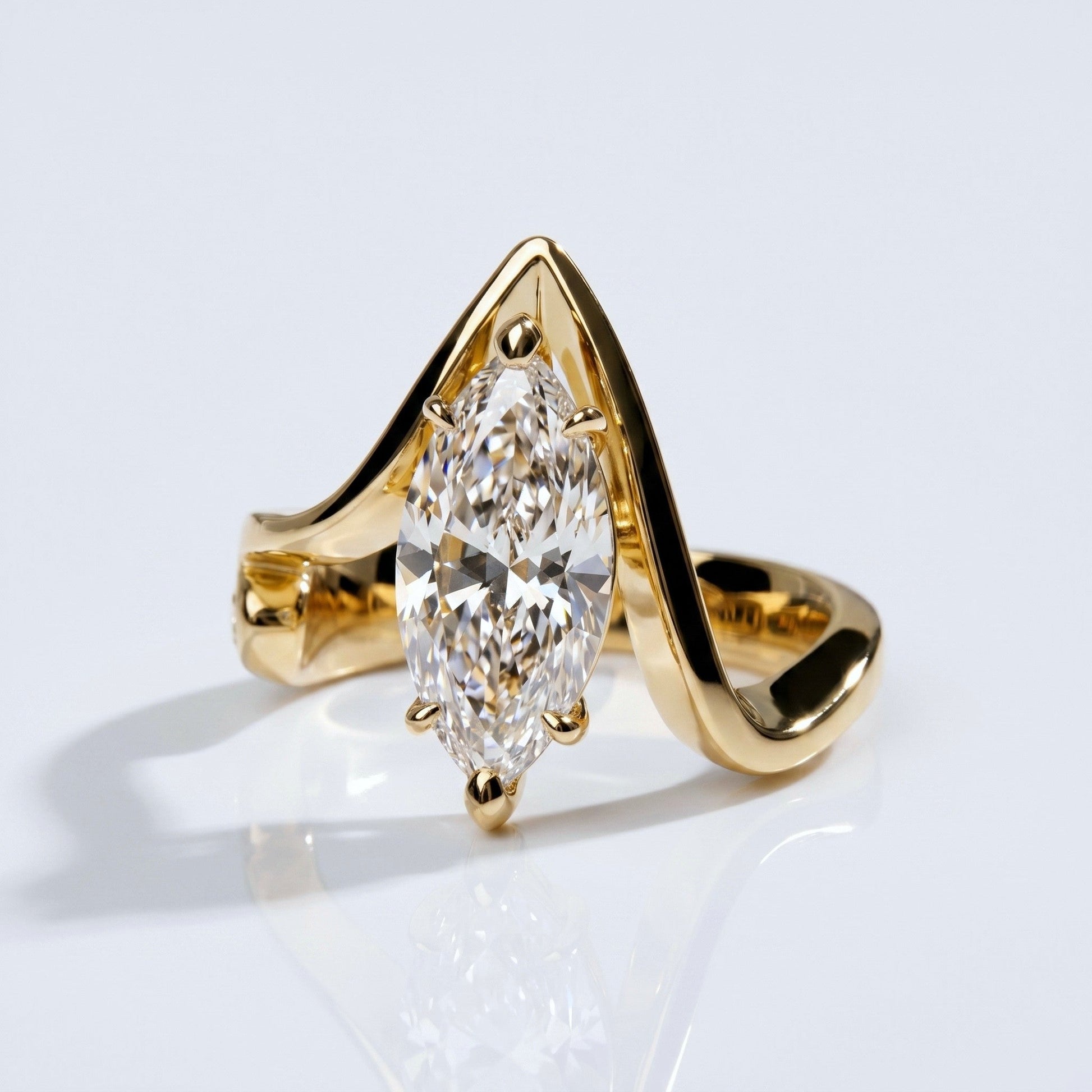 Marquise Swirl Solitaire Engagement Ring – 1 CT Lab Grown Diamond