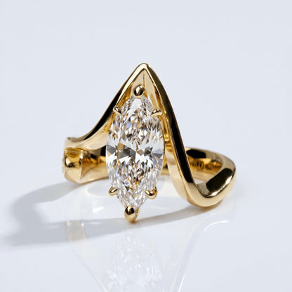 Marquise Swirl Solitaire Engagement Ring – 1 CT Lab Grown Diamond