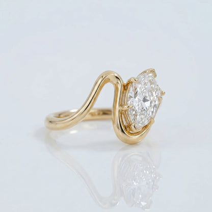 Marquise Swirl Solitaire Engagement Ring – 1 CT Lab Grown Diamond