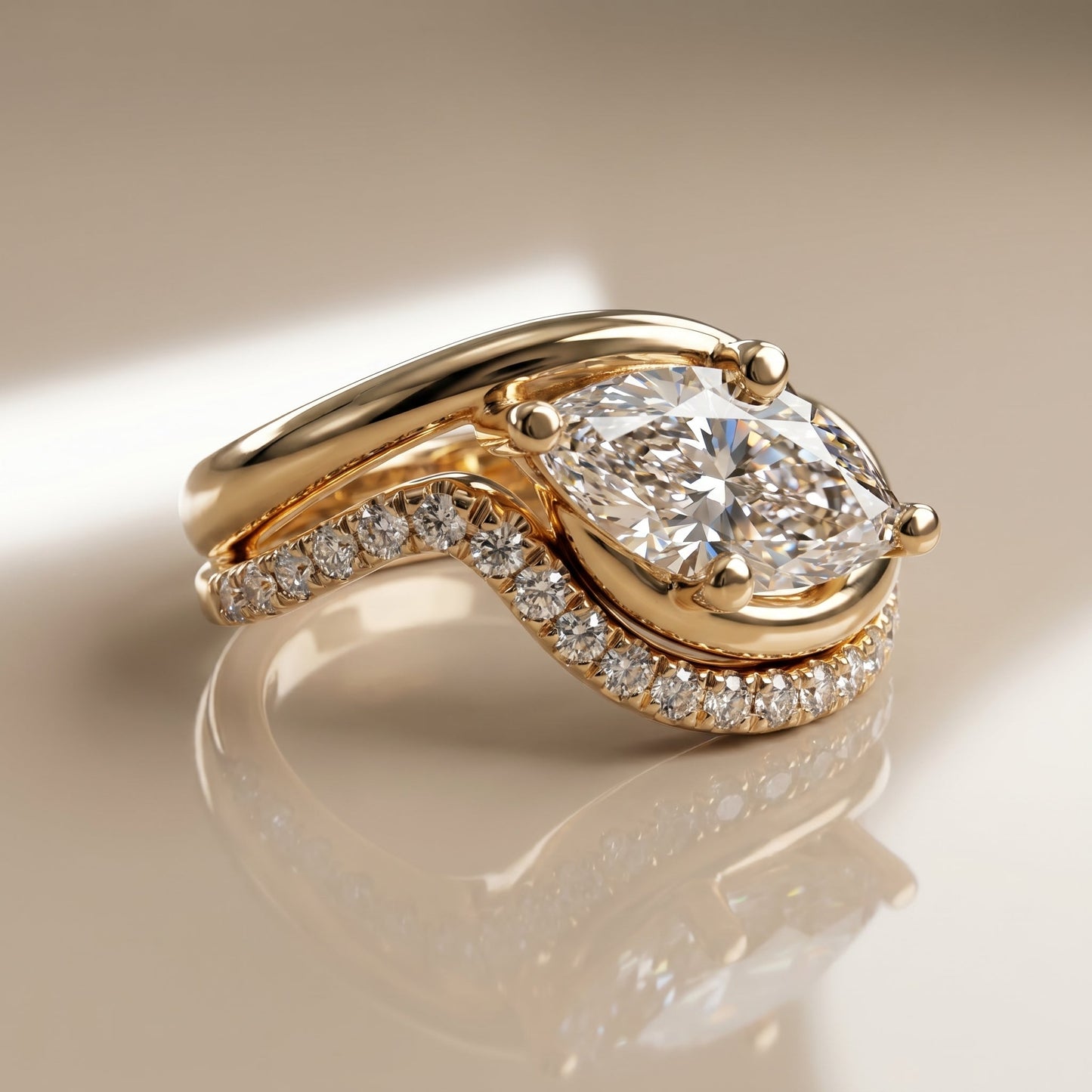 1.0 CT Round Solitaire Moissanite Diamond Bridal Ring Set