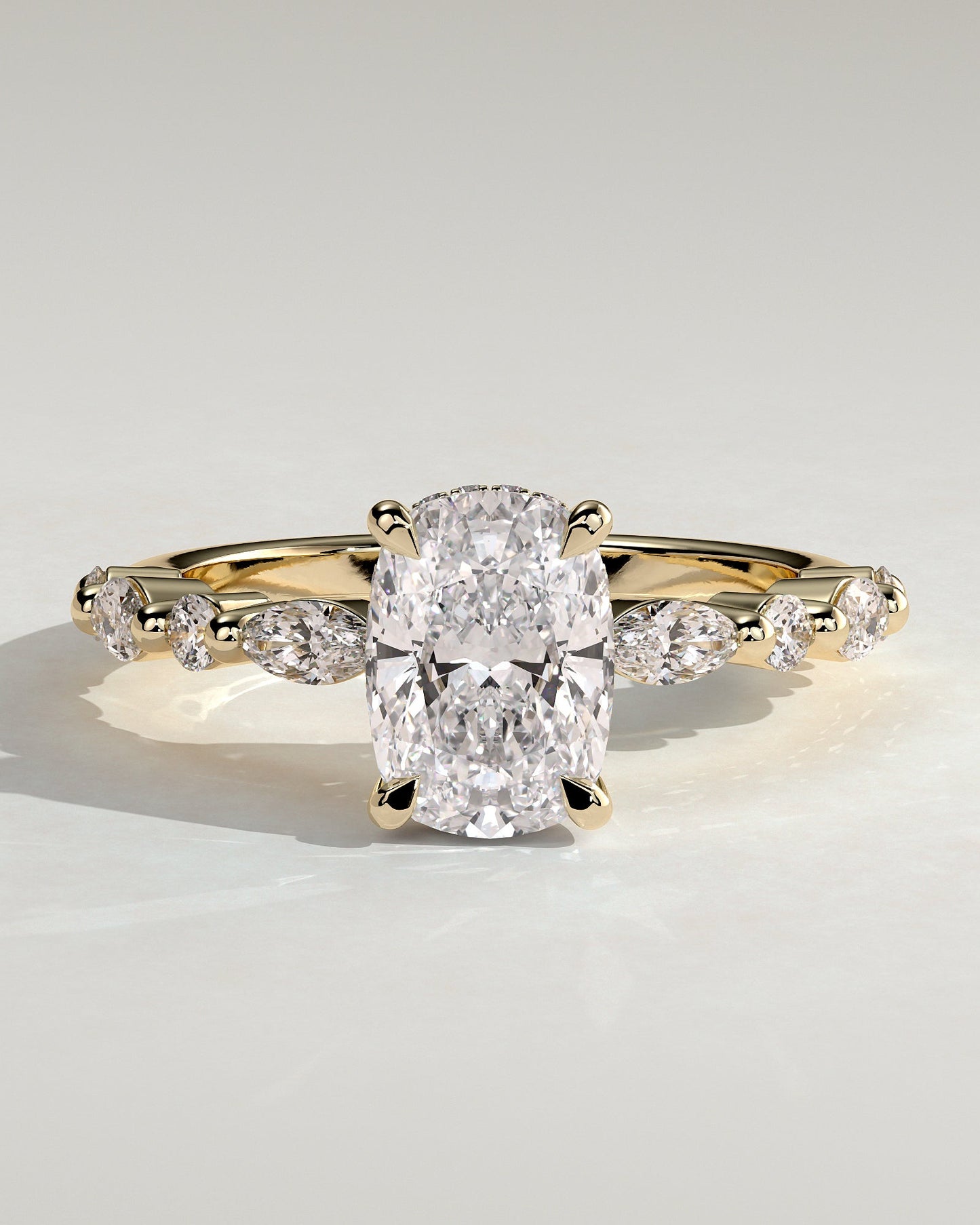 Round Halo, Pave & Split Shank Engagement Ring – 1.93 CT Lab Grown Diamond