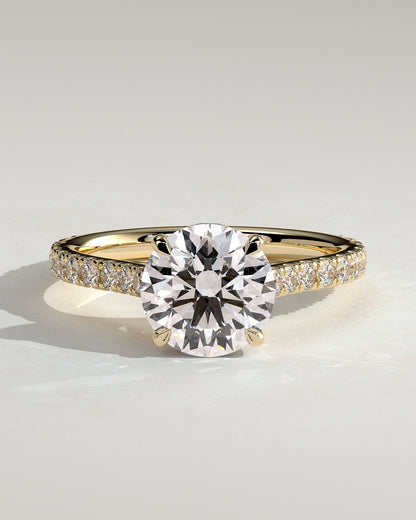 Round Halo, Pave & Split Shank Engagement Ring – 1.93 CT Lab Grown Diamond