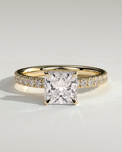 Round Halo, Pave & Split Shank Engagement Ring – 1.93 CT Lab Grown Diamond